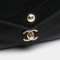 Pre Owned Chanel Black Mini Quilted Sheepskin Double Chevron Flap