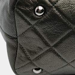 Chanel Grey CC Metallic Caviar Soft Tote
