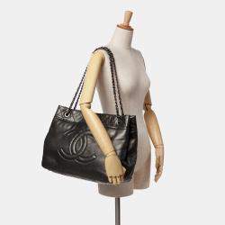 Chanel Grey CC Metallic Caviar Soft Tote