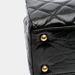 مملوكة مسبقًا Chanel Black Reissue 2.55 Glazed Crackled Calfskin Shopping Bag