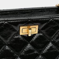 مملوكة مسبقًا Chanel Black Reissue 2.55 Glazed Crackled Calfskin Shopping Bag