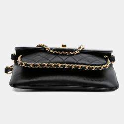 Chanel Black Small Quilted Lambskin CC Unchained Flap