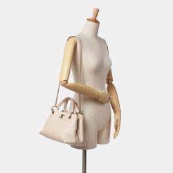 Chanel Brown Large CC Chevron Calfskin Stitched Shopping Tote