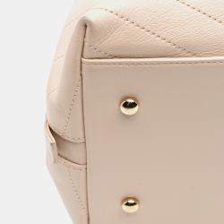 Chanel Brown Large CC Chevron Calfskin Stitched Shopping Tote