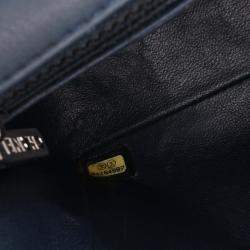 Pre Owned Chanel Navy Blue Mini Rectangular Classic Chevron Patent Single Flap