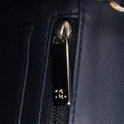 Pre Owned Chanel Navy Blue Mini Rectangular Classic Chevron Patent Single Flap