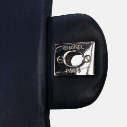 Pre Owned Chanel Navy Blue Mini Rectangular Classic Chevron Patent Single Flap