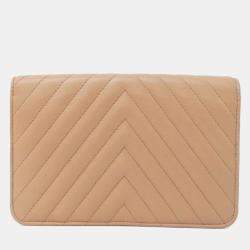 Chanel Dark Beige Leather Chain Wallet