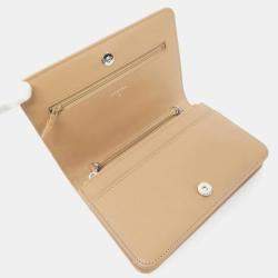 Chanel Dark Beige Leather Chain Wallet