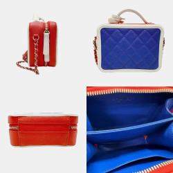 Chanel Blue Red White Caviar Leather CC Shoulder Bag