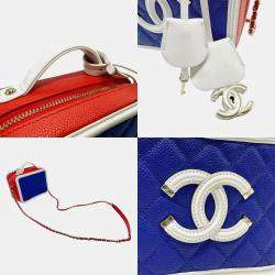 Chanel Blue Red White Caviar Leather CC Shoulder Bag