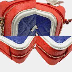 Chanel Blue Red White Caviar Leather CC Shoulder Bag
