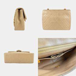 Pre Owned Chanel Beige Lambskin Shoulder Bag 