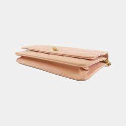 Chanel Pink Leather Chain Wallet