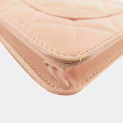 Chanel Pink Leather Chain Wallet