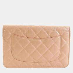 Chanel Pink Leather Chain Wallet