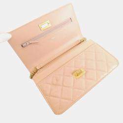 Chanel Pink Leather Chain Wallet