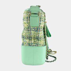 Chanel Green Tweed and Leather Gabrielle Hobo Bag
