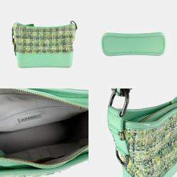 Chanel Green Tweed and Leather Gabrielle Hobo Bag
