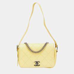 Chanel Yellow Leather Chain Shoulder Bag