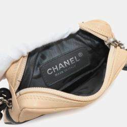 Chanel Beige/Black Cambon Line Leather Small Pochette Shoulder Bag