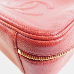 Pre Owned Chanel Red Leather CC Vanity Case
