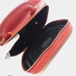 Pre Owned Chanel Red Leather CC Vanity Case