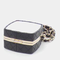 Chanel Black Leather Chain Clutch