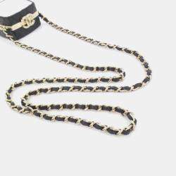 Chanel Black Leather Chain Clutch