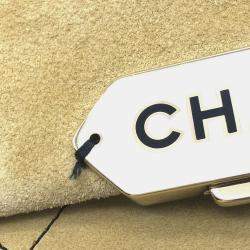 Chanel Beige Leather Logo Flap Single Chain Bag