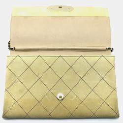 Chanel Beige Leather Logo Flap Single Chain Bag