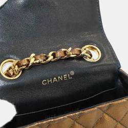 Chanel Metallic Bronze Mini Matelasse Leather Mini Chain Pouch