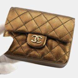 Chanel Metallic Bronze Mini Matelasse Leather Mini Chain Pouch