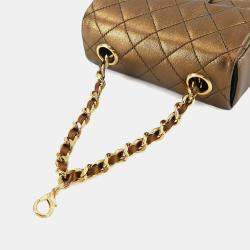 Chanel Metallic Bronze Mini Matelasse Leather Mini Chain Pouch
