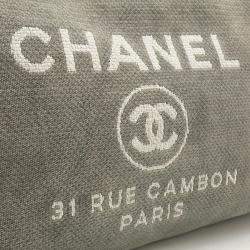 Chanel Gray/Black Canvas Deauville Line Medium Chain Tote Bag