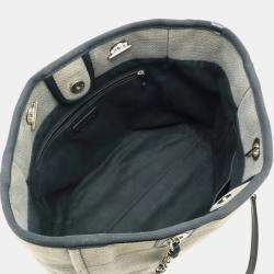 Chanel Gray/Black Canvas Deauville Line Medium Chain Tote Bag