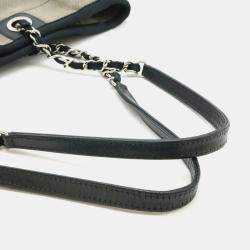Chanel Gray/Black Canvas Deauville Line Medium Chain Tote Bag