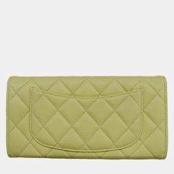  Chanel Matelasse Caviar Leather Long Classic Flap Coco Mark Wallet