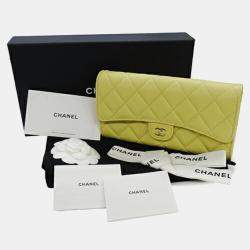  Chanel Matelasse Caviar Leather Long Classic Flap Coco Mark Wallet