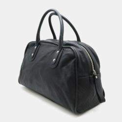 Chanel Black Matelasse Leather Coco Mark Boston Travel Bag