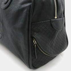 Chanel Black Matelasse Leather Coco Mark Boston Travel Bag
