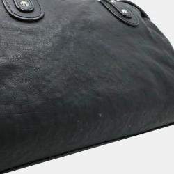 Chanel Black Matelasse Leather Coco Mark Boston Travel Bag