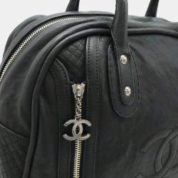Chanel Black Matelasse Leather Coco Mark Boston Travel Bag