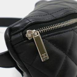 Chanel Black Matelasse Lambskin Leather Body Waist Pouch Belt Bag

