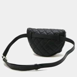Chanel Black Matelasse Lambskin Leather Body Waist Pouch Belt Bag


