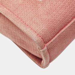  Chanel Pink Canvas Leather Deauville PM Tote Bag
