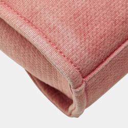  Chanel Pink Canvas Leather Deauville PM Tote Bag