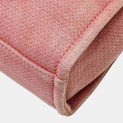  Chanel Pink Canvas Leather Deauville PM Tote Bag