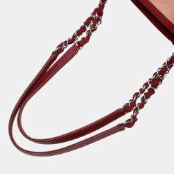  Chanel Pink Canvas Leather Deauville PM Tote Bag