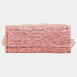  Chanel Pink Canvas Leather Deauville PM Tote Bag